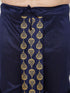 Men's Plus Size Navy Blue Cotton Blend Embroidered Traditional Dhoti