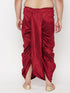 Men's Plus Size Maroon Cotton Blend Thread Work Traditional Dhoti