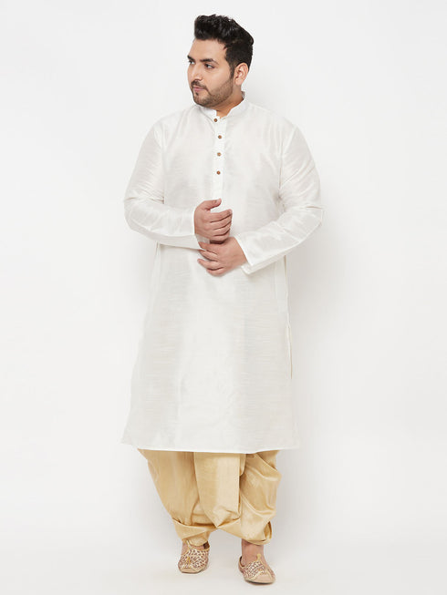 Men's Plus Size Gold Cotton Blend Solid Traditional Dhoti