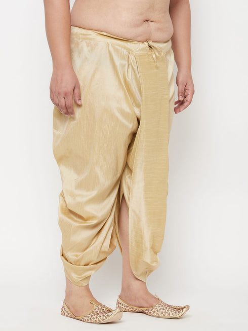 Men's Plus Size Gold Cotton Blend Solid Traditional Dhoti
