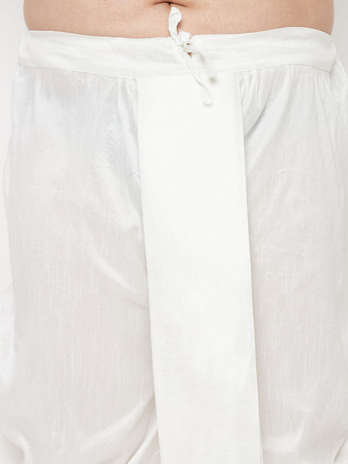 Men's Plus Size White Cotton Blend Solid Traditional Dhoti