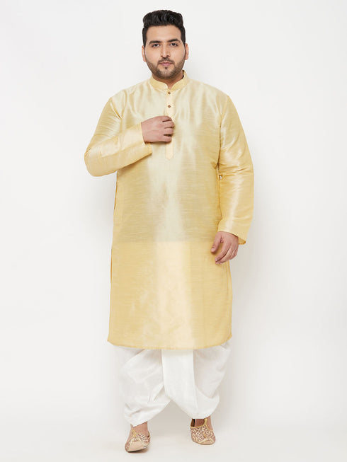 Men's Plus Size White Cotton Blend Solid Traditional Dhoti