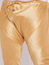 Men's Plus Size Cream Ethnic Cream Jacket With Pink Silk Blend Kurta And Golden Pyjama Set