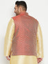Men's Plus Size Maroon Woven Nehru Jacket