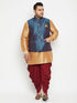 Men's Plus Size Blue Zari Weaved Nehru Jacket