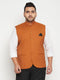 Men's Plus Size Orange Cotton Blend Nehru Jacket