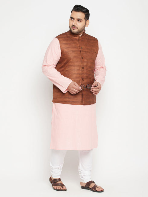 Men's Plus Size Coffee Brown Nehru Jacket
