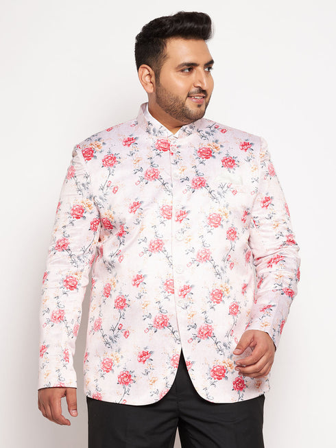 Plus Size Men's Peach Silk Blend Jodhpuri
