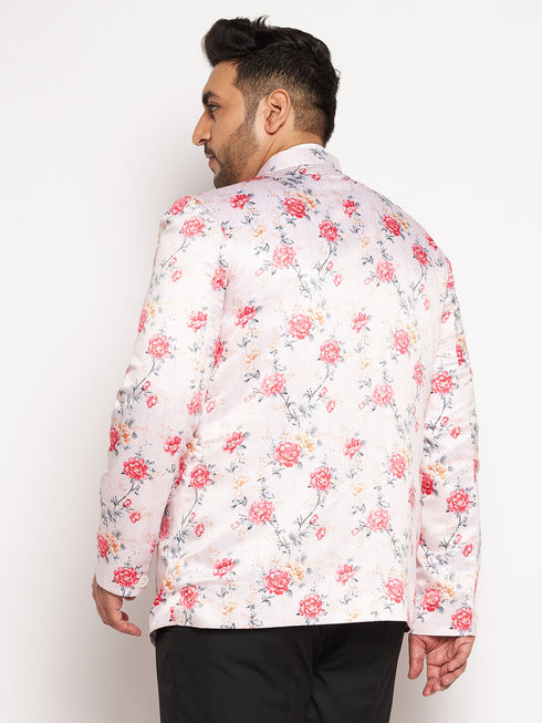 Plus Size Men's Peach Silk Blend Jodhpuri