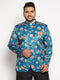 Plus Size Men's Turquoise Silk Blend Jodhpuri