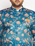 Plus Size Men's Turquoise Silk Blend Jodhpuri