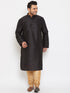 Men's Plus Size Black Silk Blend Kurta