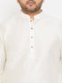 Men's Plus Size Cream Silk Blend Kurta Pyjama Set