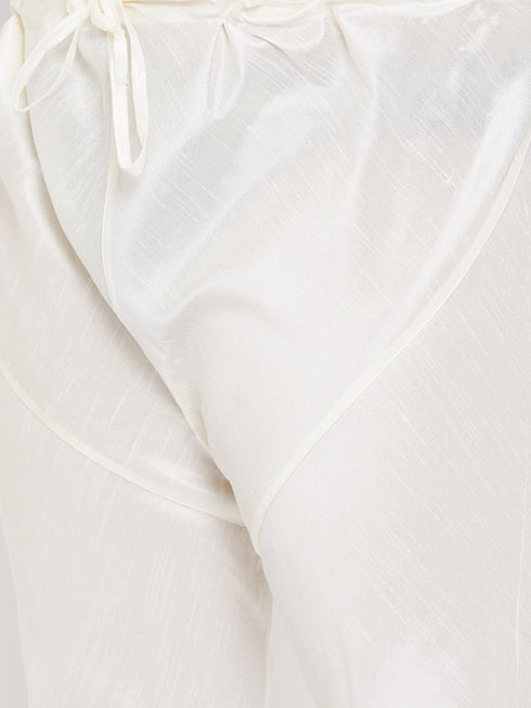 Men's Plus Size Cream Silk Blend Kurta Pyjama Set