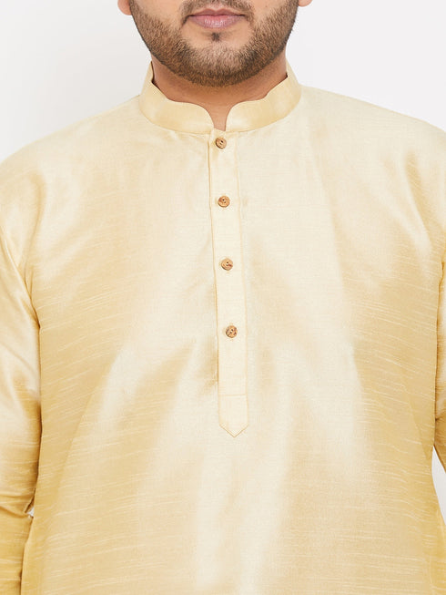Men's Plus Size Gold Silk Blend Kurta