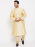 Men's Plus Size Golden Silk Blend Kurta Pyjama Set