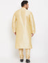 Men's Plus Size Golden Silk Blend Kurta Pyjama Set