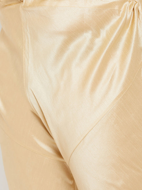 Men's Plus Size Golden Silk Blend Kurta Pyjama Set