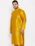 Men's Plus Size Mustard Silk Blend Kurta