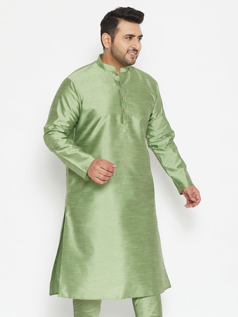 Men's Plus Size Mint Green Silk Blend Kurta