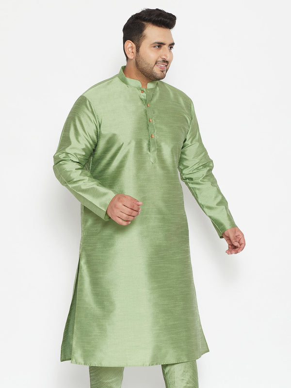 Men's Plus Size Mint Green Silk Blend Kurta