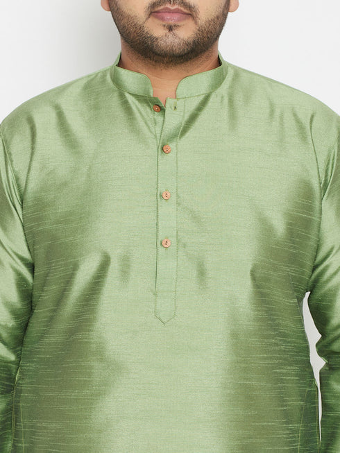 Men's Plus Size Mint Green Silk Blend Kurta