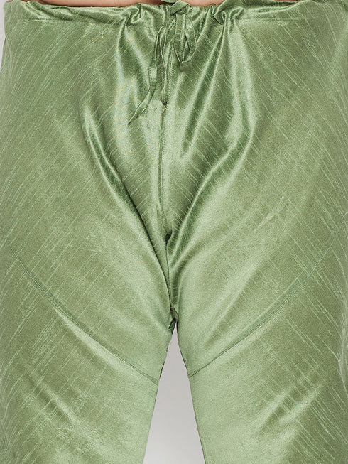 Men's Plus Size Mint Green Silk Blend Kurta Pyjama Set