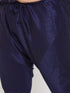 Men's Plus Size Navy Blue Silk Blend Kurta Pyjama Set