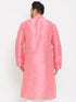 Men's Plus Size Pink Silk Blend Kurta