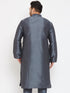 Men's Plus Size Grey Silk Blend Kurta