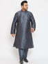 Men's Plus Size Grey Silk Blend Kurta