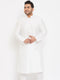 Men's Plus Size White Silk Blend Kurta