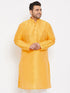 Men's Plus Size Yellow Silk Blend Kurta