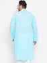 Men's Plus Size Aqua Blue Cotton Kurta