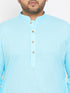 Men's Plus Size Aqua Blue Cotton Kurta And Pyjama Set