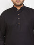 Men's Plus Size Black Cotton Kurta And Pyjama Set