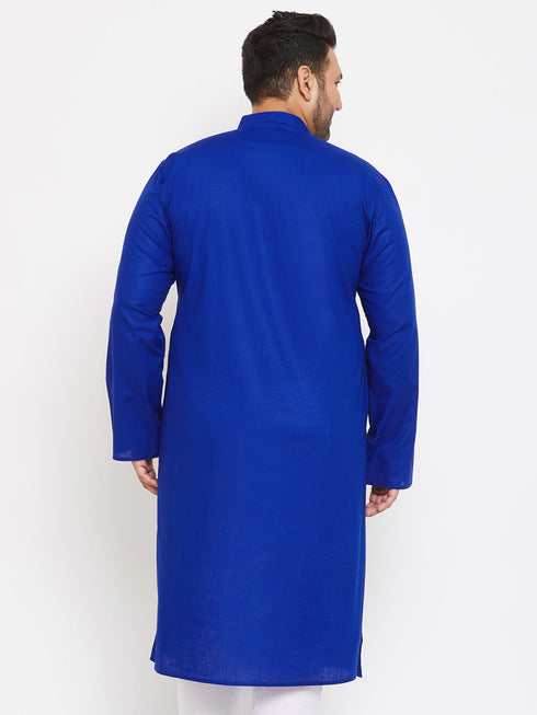 Men's Plus Size Blue Cotton Kurta