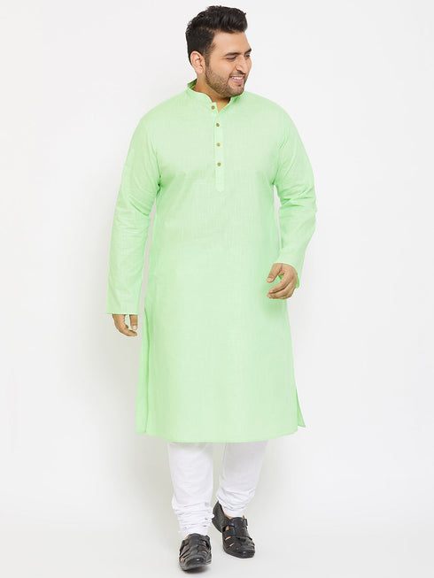 Men's Plus Size Mint Green Cotton Kurta