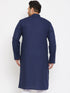 Men's Plus Size Navy Blue Cotton Kurta