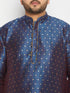 Men's Plus Size Navy Blue Zari Weaved Kurta