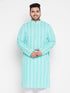Men's Plus Size Green Chikankari Embroidered Kurta