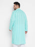 Men's Plus Size Green Chikankari Embroidered Kurta
