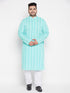 Men's Plus Size Green Chikankari Embroidered Kurta
