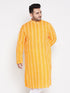 Men's Plus Size Orange Chikankari Embroidered Kurta