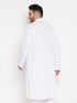 Men's Plus Size White Chikankari Embroidered Kurta