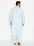 Men's Plus Size Aqua Blue Cotton Blend Pathani Set