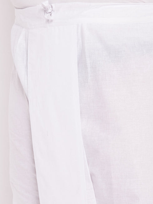 Men's Plus Size White Cotton Kurta And Dhoti Set