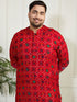 Plus Men's Blue And Cream Cotton Blend Kurta And Patiala Set