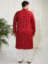 Plus Men's Blue And Cream Cotton Blend Kurta And Patiala Set
