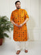 Plus Men's Yellow Cotton Blend Kurta